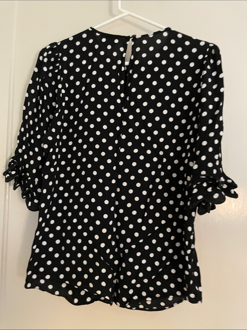 kate spade Black & White Polka Dot Peplum-Sleeve Blouse - Picture 4 of 5